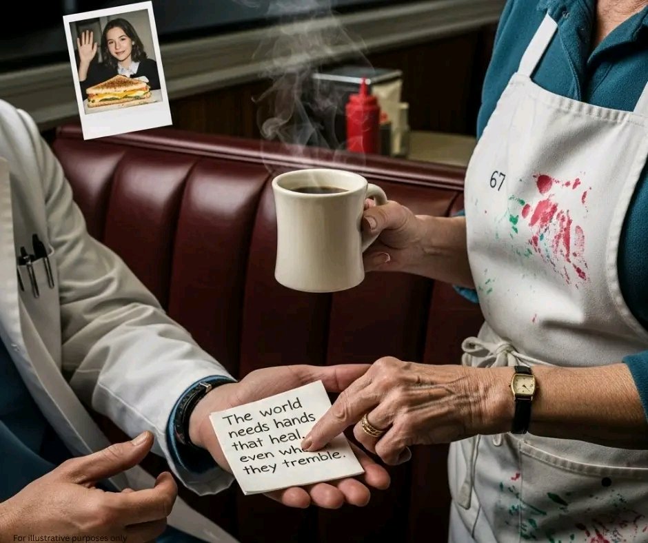 fopminui's tweet image. "For 34 years, I’ve greeted the same faces at the cracked vinyl booths of Benny’s Diner. Not because I’m sentimental Lord knows the coffee’s mediocre and the pie’s only slightly better, but because those midnight crumbs of humanity became my mosaic of hope.
I’m Sherry, 67, a…