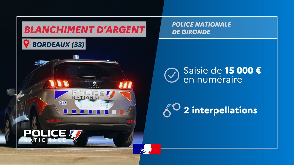 PoliceNationale's tweet image. #Interpellations | 💶 Ce samedi, lors d’un contrôle routier à Bordeaux (33), l’un des 2 passagers d’un véhicule a jeté un objet par la fenêtre, juste avant d’être contrôlé. Il s’agissait de plusieurs billets de banque. Lors de la fouille du véhicule, 15 000 euros en numéraire…