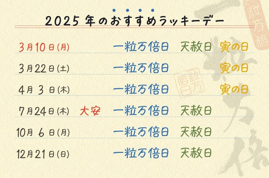 今年の7月24日は天赦日、一粒万倍日、大安が重なる、今年最強の開運日