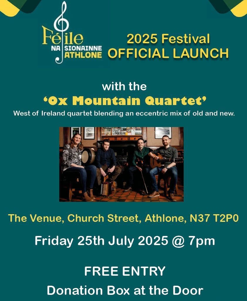 Féile na Sionainne will be officially launched in The Venue, Athlone this Friday July 25th at 7pm.