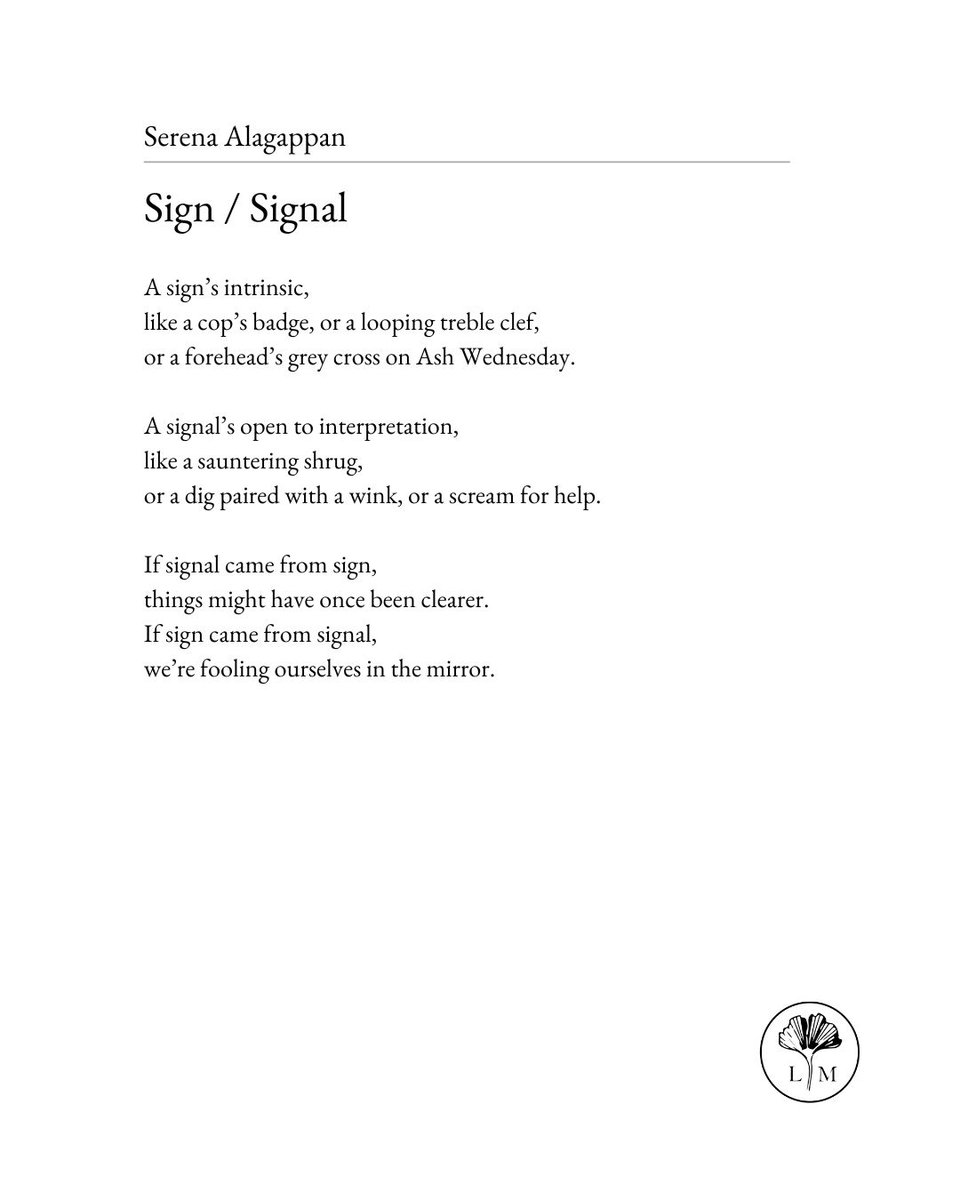 TheLondonMag's tweet image. 'Sign / Signal', a poem by Serena Alagappan from our June / July 2025 issue.
