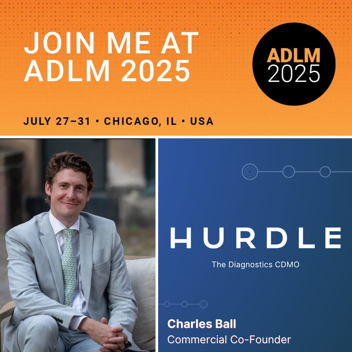Hurdle (@hurdlebio) on Twitter photo Meet Us at Association for Diagnostics & Laboratory Medicine 2025 <a href="/myADLM/">Association for Diagnostics & Laboratory Medicine</a> in Chicago, July 27th to 31st 🌆
Hurdle’s Commercial Co-Founder, Charles Ball, will be on the ground at #ADLM2025 (formerly AACC) next week! Meet Us at Association for Diagnostics & Laboratory Medicine 2025 <a href="/myADLM/">Association for Diagnostics & Laboratory Medicine</a> in Chicago, July 27th to 31st 🌆
Hurdle’s Commercial Co-Founder, Charles Ball, will be on the ground at #ADLM2025 (formerly AACC) next week!
