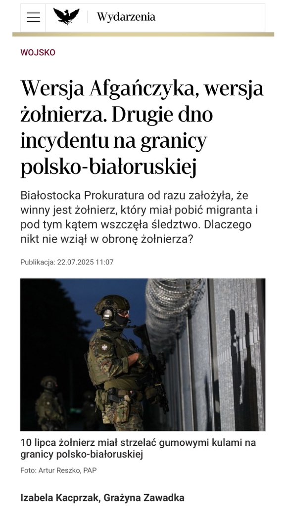 Bartosz Lewandowski (@bartoszlewand20) on Twitter photo ‼️Przecież to jest nieprawdopodobny skandal! <a href="/rzeczpospolita/">Rzeczpospolita</a> ujawnia kulisy wszczęcia i prowadzenia postępowania karnego wobec żołnierza, który oddał strzały gumowymi kulami do migranta nielegalnie szturmującego granicę 🇵🇱.
„Białostocka Prokuratura od razu założyła, że winny ‼️Przecież to jest nieprawdopodobny skandal! <a href="/rzeczpospolita/">Rzeczpospolita</a> ujawnia kulisy wszczęcia i prowadzenia postępowania karnego wobec żołnierza, który oddał strzały gumowymi kulami do migranta nielegalnie szturmującego granicę 🇵🇱.
„Białostocka Prokuratura od razu założyła, że winny