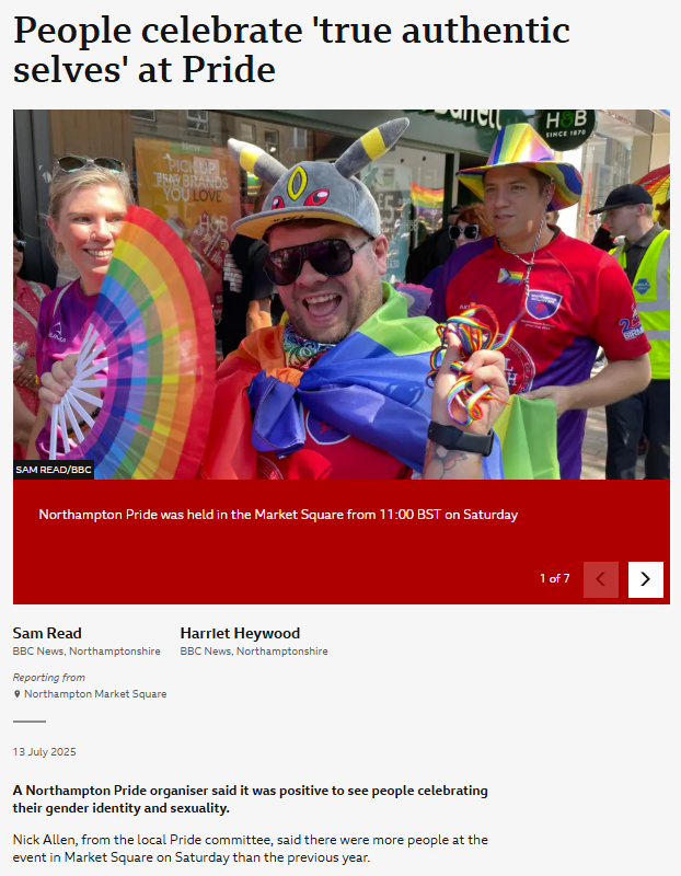 ripx4nutmeg's tweet image. In the last month:
A court hears that the 'trans rep' for Civil Service group Proud sliced a man up
Pride in Surrey's founder is jailed for child rape
A restraining order is given against UK's 'first trans MP'
None of these stories made BBC News' LGBT section. Here's what did