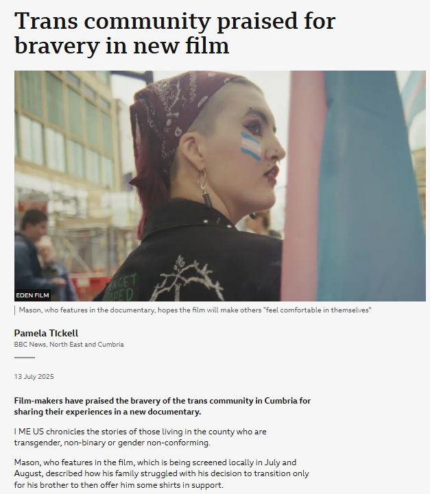 ripx4nutmeg's tweet image. In the last month:
A court hears that the 'trans rep' for Civil Service group Proud sliced a man up
Pride in Surrey's founder is jailed for child rape
A restraining order is given against UK's 'first trans MP'
None of these stories made BBC News' LGBT section. Here's what did