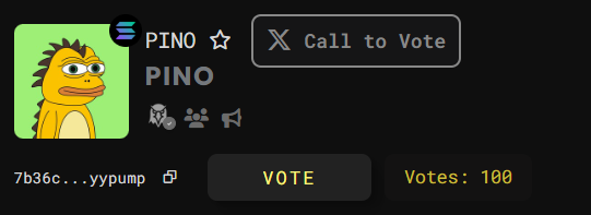 Latest: 100 $PINO votes! 🎉