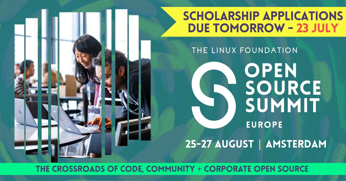 linuxfoundation's tweet image. Want to attend #OSSummit Europe in Amsterdam, 25-27 August, but need a little help financially? 💰 Explore our registration scholarship program: hubs.la/Q03y4rTh0