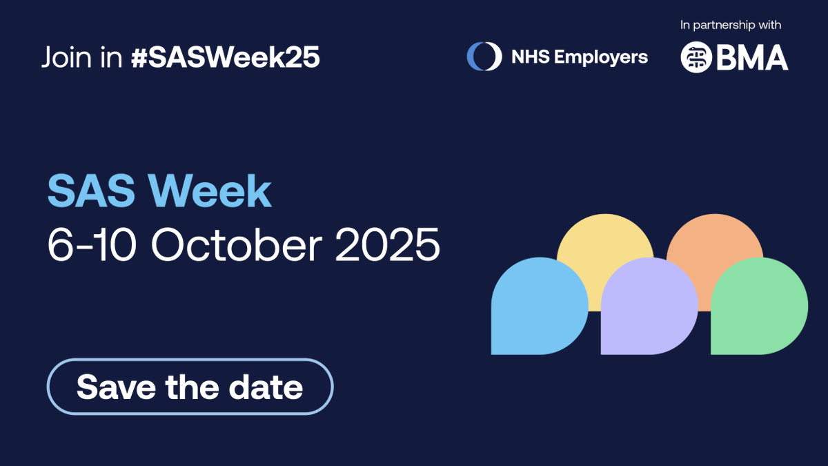 NHSEmployers's tweet image. Have you got #SASWeek25 saved in your diary?
We will be having conversations and will be sharing new resources during the week on X and on our LinkedIn web page.
Make sure you follow us on LinkedIn as well.
bit.ly/3TR8qLu