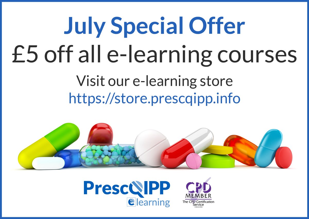 PrescQIPP's tweet image. Hurry! Don’t miss our E-learning offer of £5 off all our CPD-accredited courses throughout July, including topics covering Practice Medicines Co-ordinators and Reducing opioid prescribing in chronic pain. 

Visit our store to purchase: store.prescqipp.info

@TheCPDService