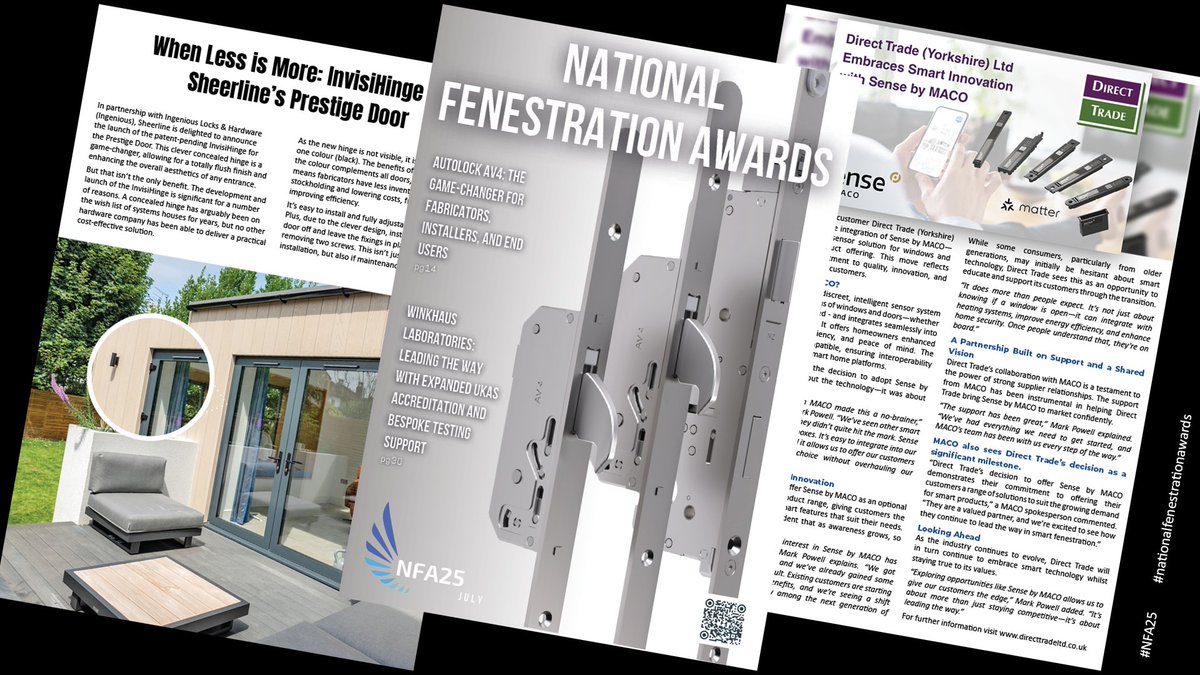NatFenAwards's tweet image. Check out the latest news from Direct Trade (Yorkshire) Ltd in the latest edition of NFA Digital! Click here to read now: online.flippingbook.com/view/32422653/…

#SmartSensor #Solution #Windows #Doors