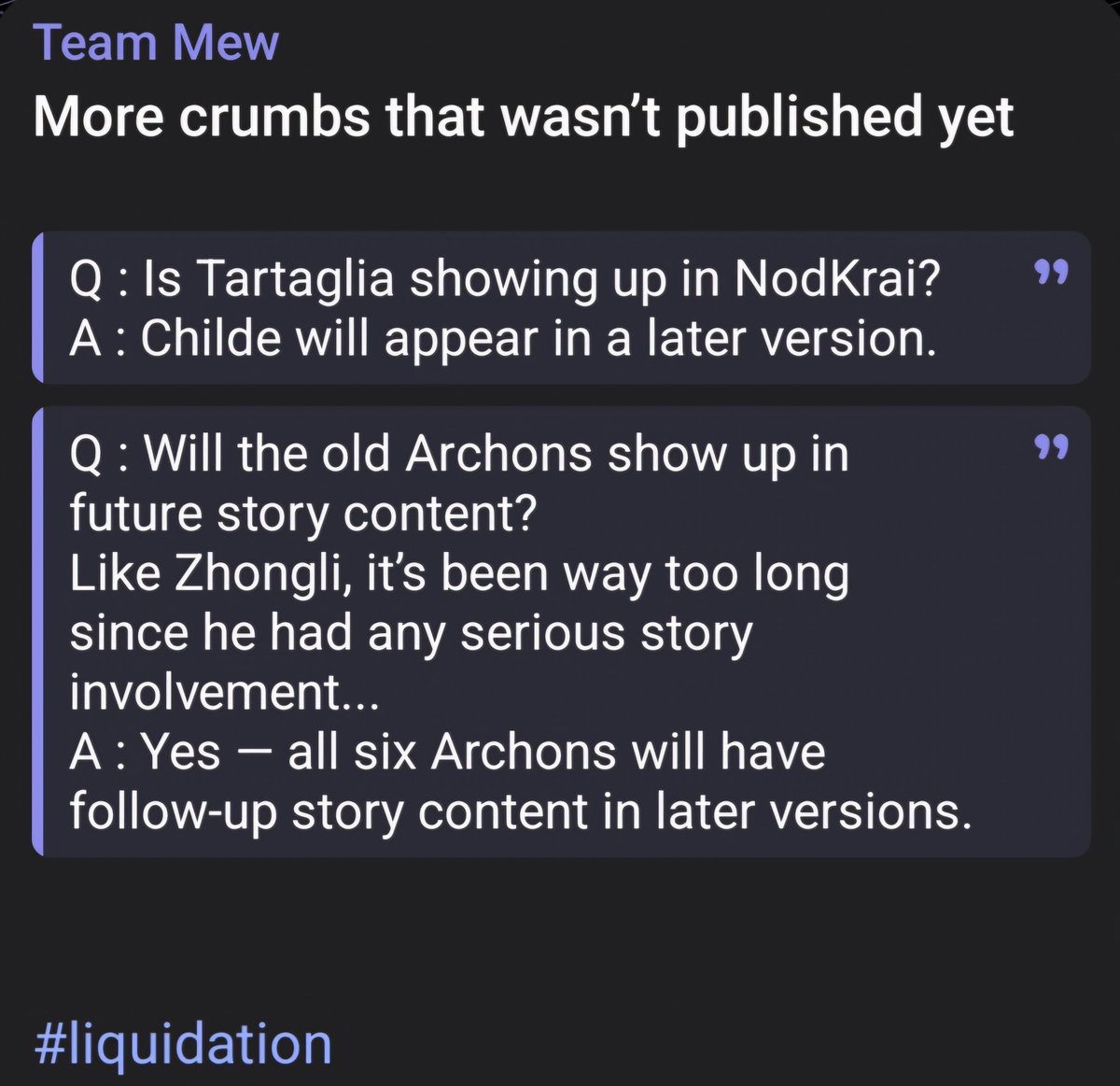 GachaFiles's tweet image. Gi - Crumbs about Childe and The Archons in Nod Krai
via liquidation / Team Mew
#Genshinlmpact