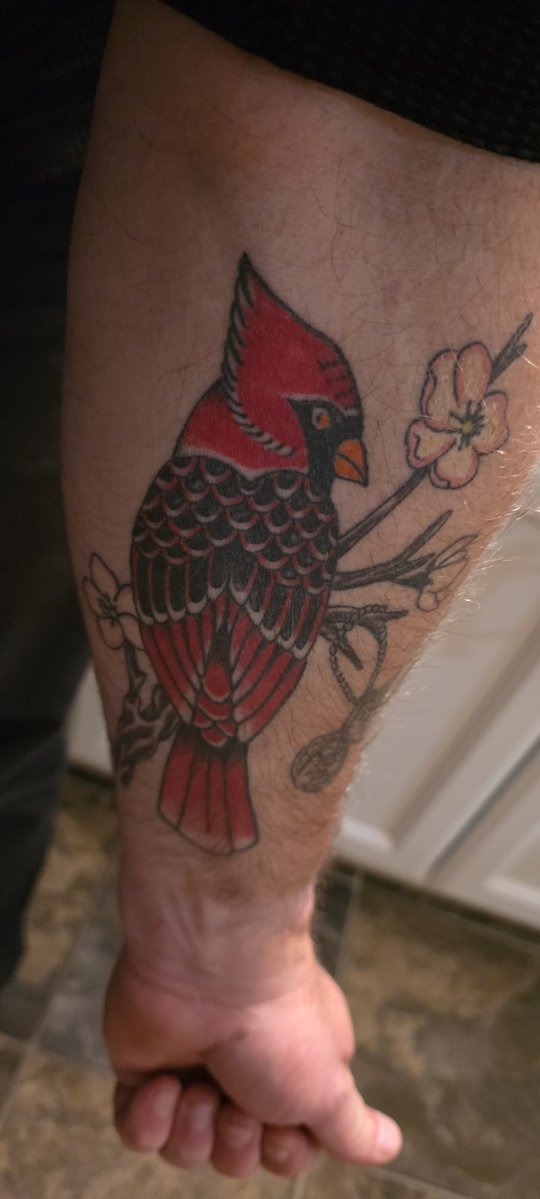 upnorthbeard's tweet image. Happy #tattootuesday today we are going with your most memorable tattoo the cardinal for my Dad and the heart for when mine when it tried to quit on me. Let's see what your most memorable is. Happy all things tuesday