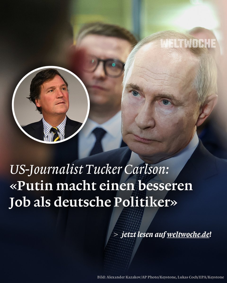 Weltwoche's tweet image. US-Journalist Tucker Carlson: «Putin macht einen besseren Job als deutsche Politiker» 🔗 Hier ganzen Artikel lesen: weltwoche.de/daily/us-journ…
