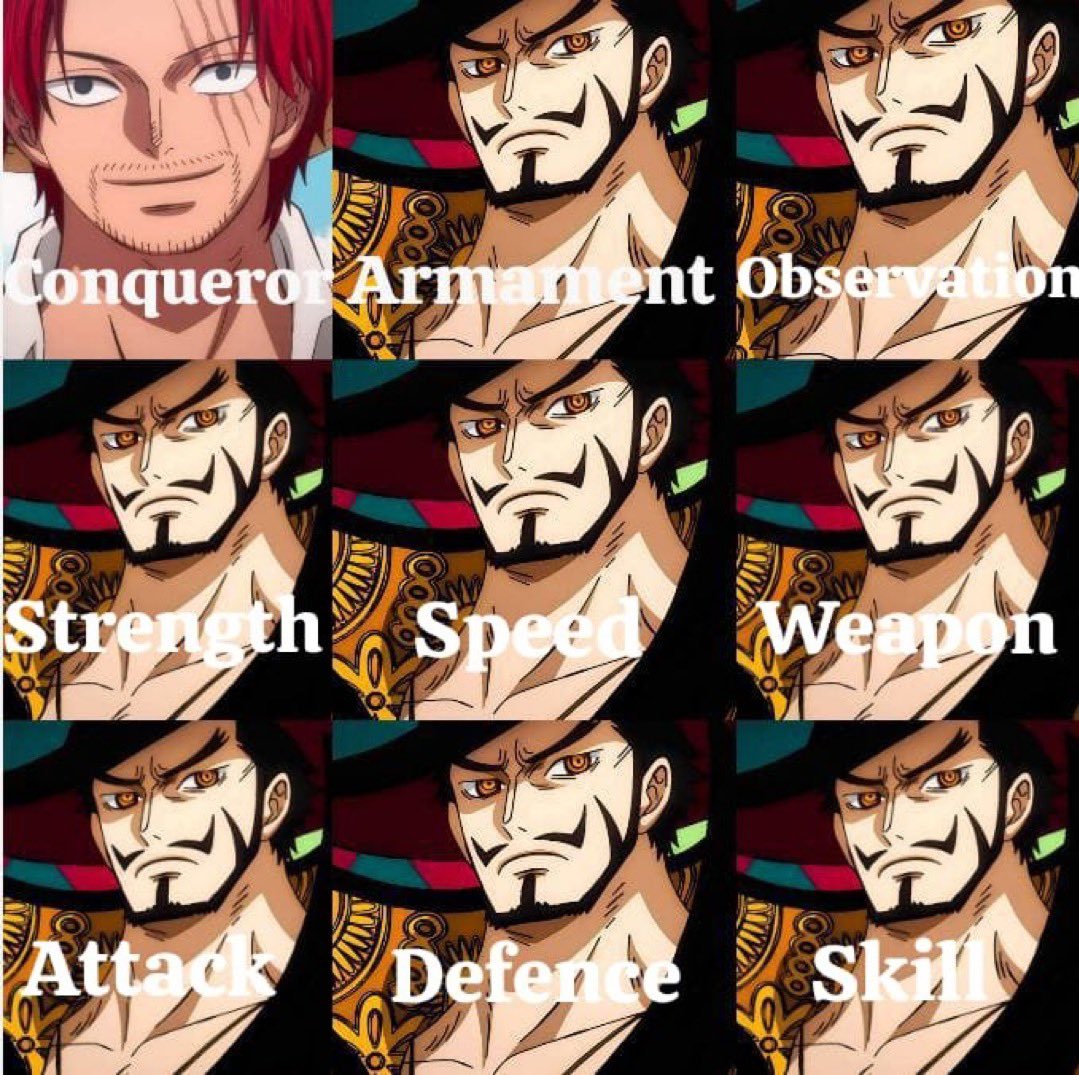 AmmaRequiem's tweet image. Le meilleur dans chaque catégorie entre Mihawk et Shanks !
Sachant que Mihawk peut éventuellement passer devant Shanks si il révèle un HDR monstrueux.