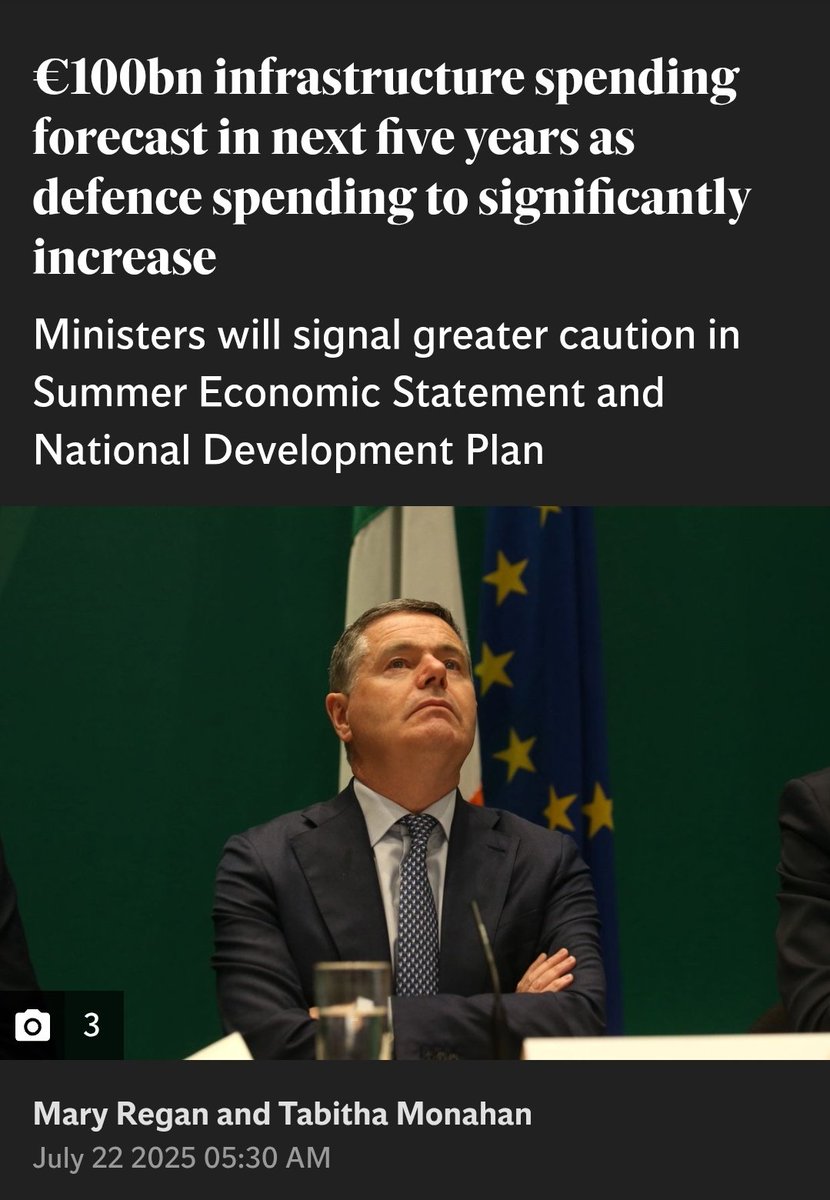 caulmick's tweet image. Whatever figure they announce for infrastructural projects multiply it by 10
€100bn infrastructure spending forecast in next five years as defence spending to significantly increase
#HowIrelandWorks #NDP #Wasters
independent.ie/irish-news/pol…