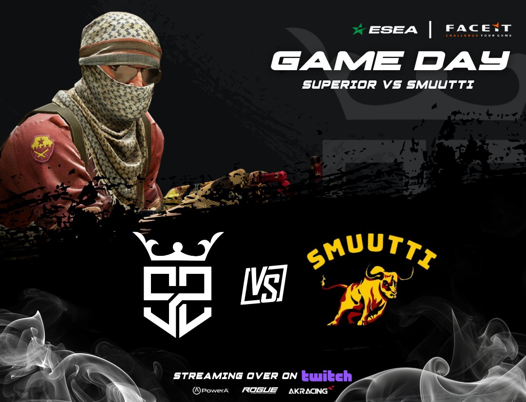 Superior Esports (@sup3riorgg) on Twitter photo Game 2 of the season we take on #Smuuttikusiikki! Swing by the stream and support your Superior CS squad!
🔴 twitch.tv/superioresport…
🎙️ <a href="/_haughtsauce_/">haughtsauce</a>
🕐 1pm CST/8pm CET
#SuperiorCS | <a href="/FACEIT/">FACEIT</a> <a href="/ESEA/">ESEA League</a> Game 2 of the season we take on #Smuuttikusiikki! Swing by the stream and support your Superior CS squad!
🔴 twitch.tv/superioresport…
🎙️ <a href="/_haughtsauce_/">haughtsauce</a>
🕐 1pm CST/8pm CET
#SuperiorCS | <a href="/FACEIT/">FACEIT</a> <a href="/ESEA/">ESEA League</a>