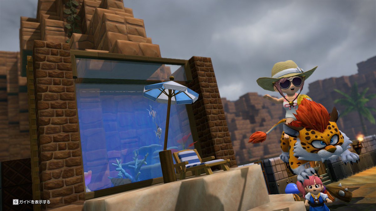 nekorock88's tweet image. 水槽作って
バカンスして
強敵と戦った

夏休みの日記風

 #DQB2