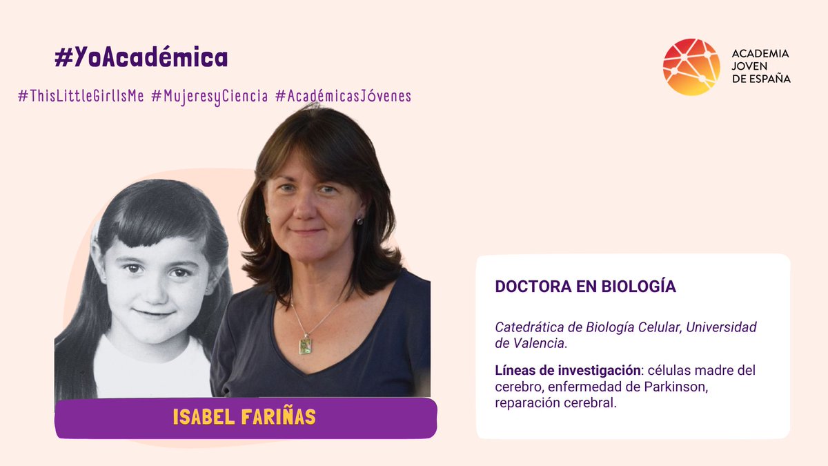 academia_joven's tweet image. En el #DíaMundialDelCerebro queremos destacar el trabajo de la investigadora @IsabelFarinas.
#ThisLittleGirlIsme #YoAcadémica #MujeresyCiencia #AcadémicasJóvenes
Podéis saber más sobre su trayectoria en:
academiajoven.es/actividades/yo…