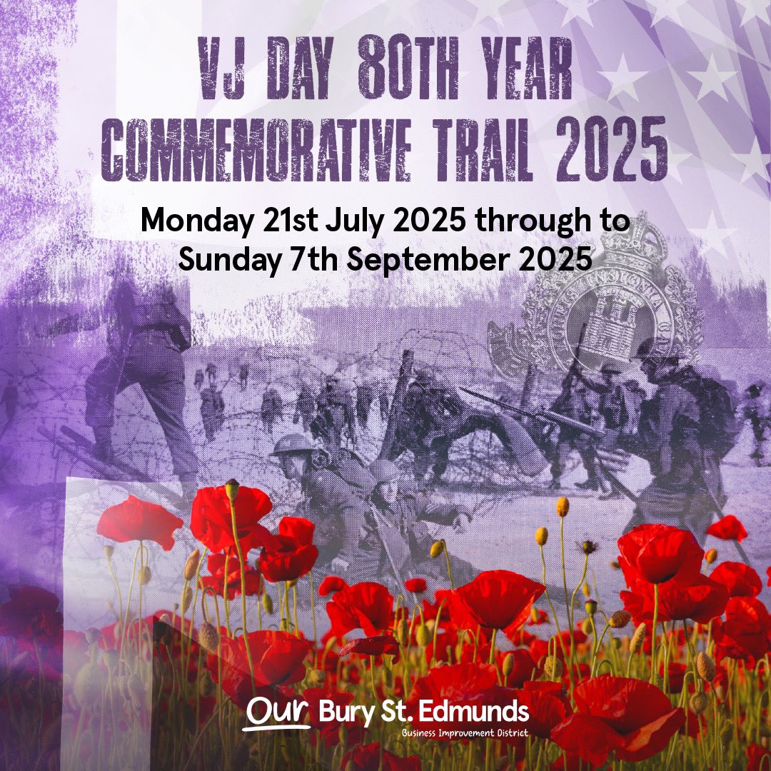 ourburysteds's tweet image. Our Victory Over Japan (VJ) Day Trail is now live! Families and children can enjoy a fun new trail through the town centre of #BuryStEdmunds. With 30 local businesses joining in, it’s a great way to explore the town and have a fun day out with the kids! tinyurl.com/4seryekd
