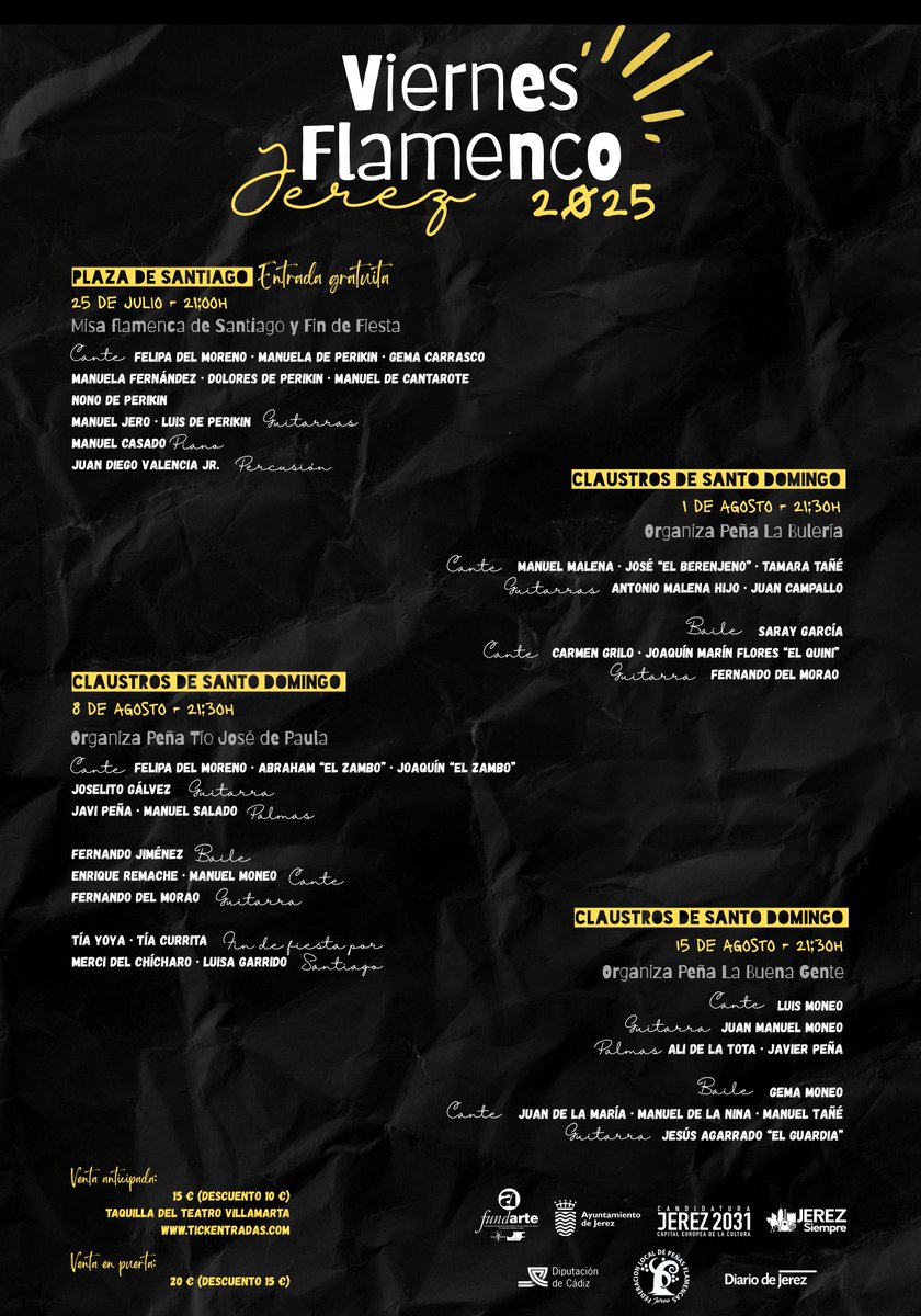 🎶Los #ViernesFlamenco comienzan esta semana y hasta mediados de agosto te ofrecen el mejor #flamenco de la mano de algunas de las peñas más destacadas de #Jerez ▶️ <a href="/Buleriadejerez/">Peña la Bulería</a>, Tío José de Paula y La Buena Gente

📆La 1ª cita será este viernes 

ℹ️🔗teatrovillamarta.es