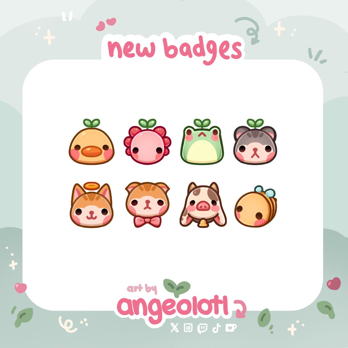 angeolotl's tweet photo. made some new badges for my channel! 🌱💕 https://t.co/hD70vZNMd9