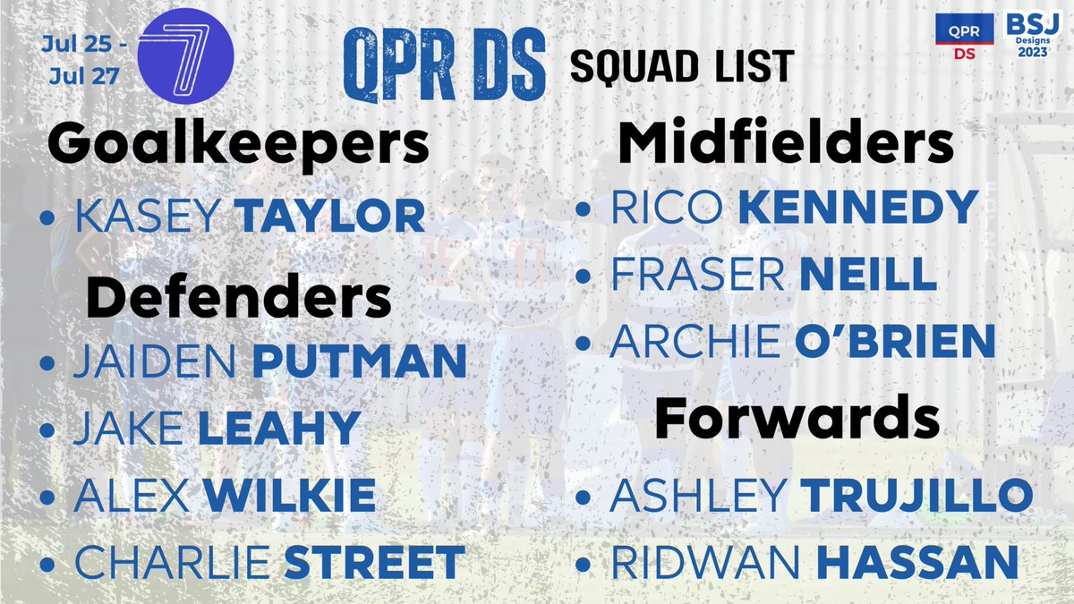 𝗢𝗨𝗥 𝗖𝗢𝗡𝗙𝗜𝗥𝗠𝗘𝗗 𝗧𝗘𝗡 𝗙𝗢𝗥 𝗦𝗜𝗡𝗚𝗔𝗣𝗢𝗥𝗘! 🇸🇬

Representing the DS at the <a href="/Soccer7sSeries/">Soccer7sSeries</a>! 😎

Ridwan Hassan replaces Phil Sanyaolu following an injury sustained last Saturday at Chelmsford City. ⚠️

#QPR | #QPRDS