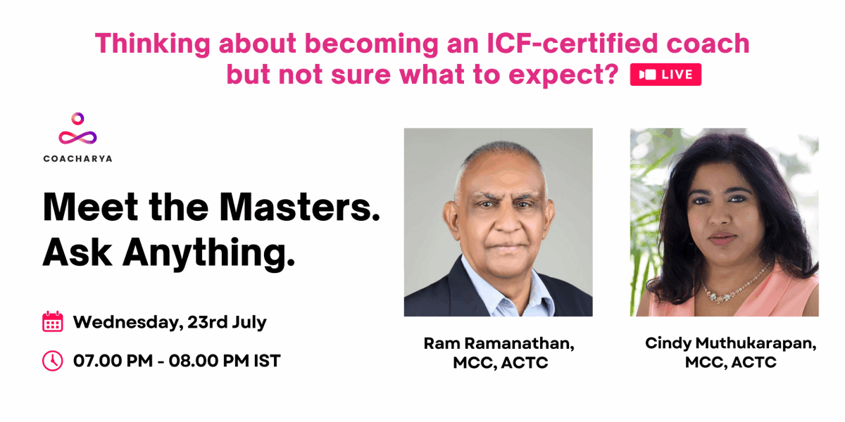 Curious about becoming an ICF-certified coach? 🌟

Join our free AMA with 2 Master Coaches from the Mega ICF Level 1 Training Program.

✅ Ask anything
✅ Learn the ICF journey
✅ Discover what makes this program mega

🔗 tinyurl.com/y7yva94f

#ICF #CoachTraining