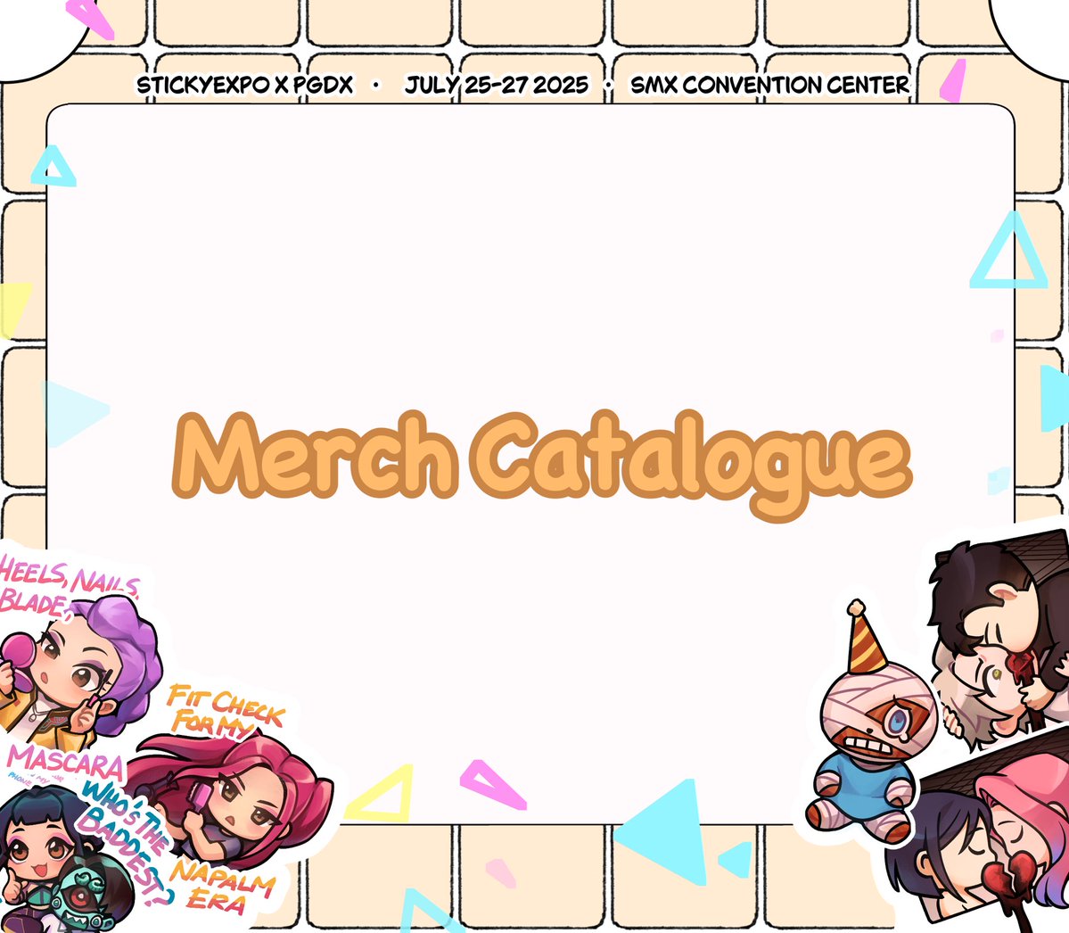 vtuber0ji's tweet image. Heyooooo
I'll be in Sticky Expo x PGDX this weekend!
Here's my merch catalogue ✨