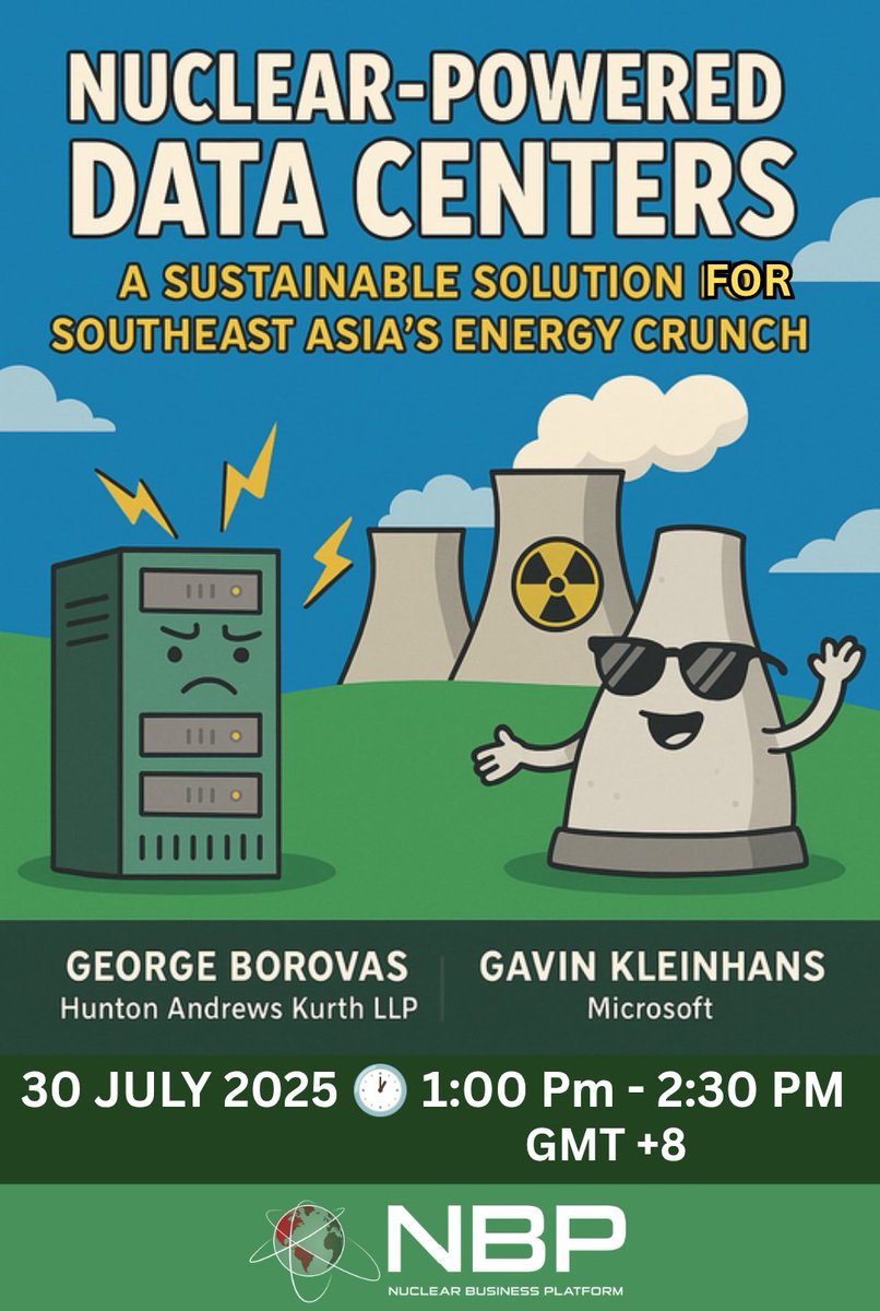 Nuclear_BP's tweet image. 📢 Powering Southeast Asia’s Digital Future with Nuclear Energy!
Southeast Asia’s data center market is booming, projected to grow from USD 10-14B in 2025 to USD 14-17B by 2029. But with hyperscale data centers consuming 20-100 MW each and the regional IT load nearing 2,000 MW…
