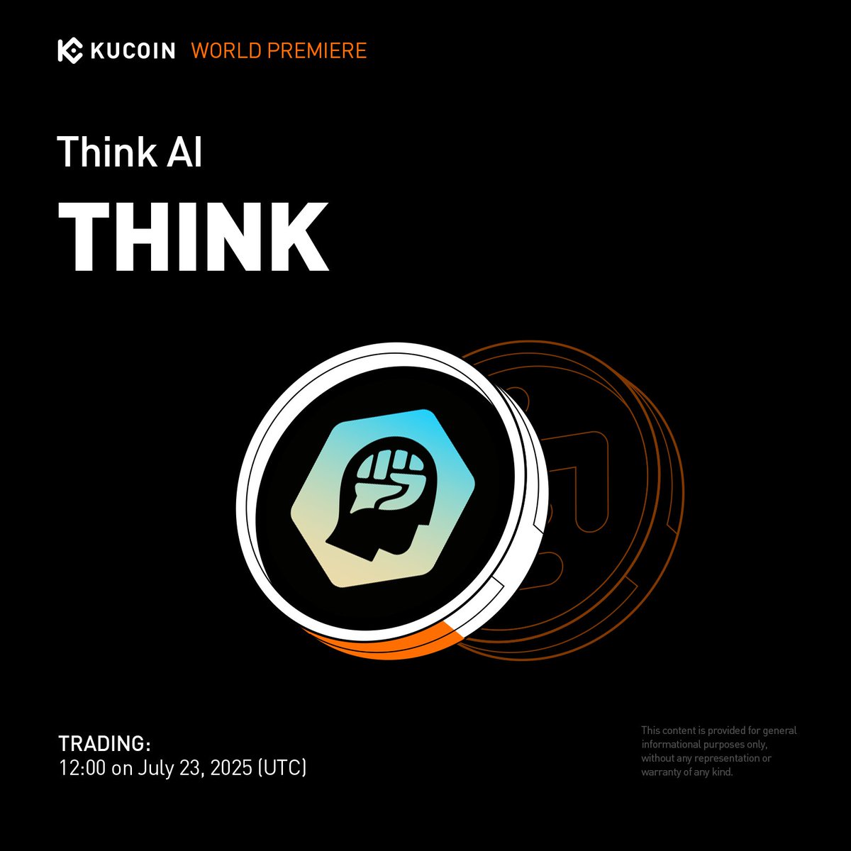kucoincom's tweet image. 📢 World Premiere Listing: @thinkagents $THINK is coming soon to #KuCoin!
THINK powers agent ownership and intelligence on-chain, enabling users to own autonomous AI agents, customize their intelligence, and stake them into real-world use cases across media, finance, and gaming.…