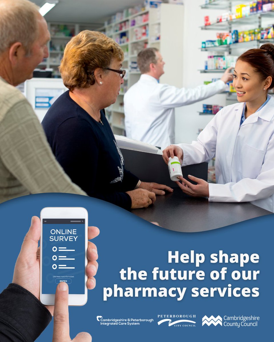 PeterboroughCC's tweet image. We want to understand what you think about your access to pharmacy services now and what may be needed in the future.
Help shape the future of our pharmacy services by completing this 10 minute survey.
After reading the info on the front page, click Next to start the survey at…