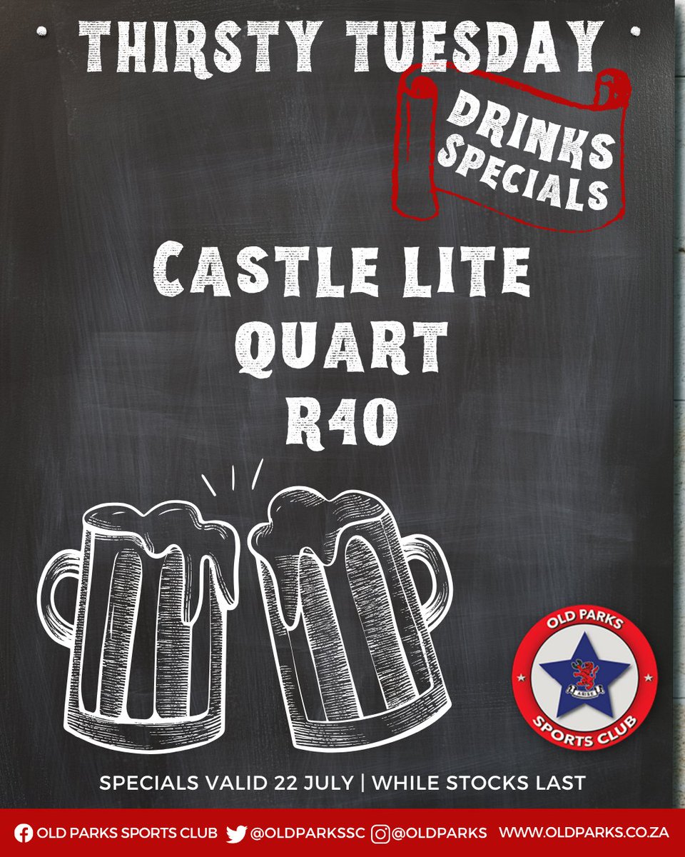Get yourself a Castle Lite quart for only R40!
Specials valid today only while stocks last.
#ThirstyTuesday #drinksspecials #TimeTrialTuesday #running #timetrial