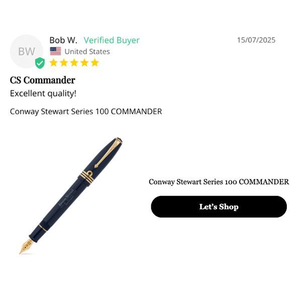 Conway__Stewart's tweet image. Series 100 Commander — handmade in England, midnight‑blue acrylic with hall‑marked 23 ct gold‑plated trim.
