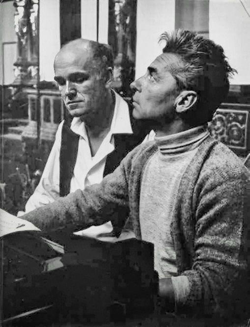 ConrothN's tweet image. Famous pianist #SviatoslavRichter and Austrian conductor #HerbertvonKarajan had a complex relationship, marked by both mutual respect and professional friction 🎶🎹