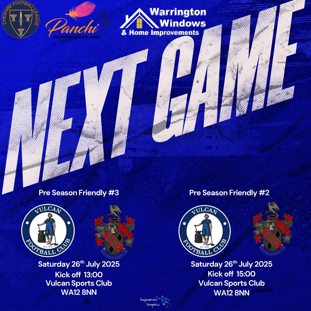 VulcanFC Gameday (@vulcanfcgameday) on Twitter photo ❗Holly Prince Memorial Cup ❗
A reminder of our double header:
Saturday 26th July 2025
First team v <a href="/AthertonTownFC/">Atherton Town F.C.</a> 1pm KO
Reserves v Atherton Town Reserves 3pm KO
This year it is our turn to host in the Holly Prince Memorial Cup <a href="/hollysheartsuk/">Holly’s Hearts 💜❤️💖</a>
All support is appreciated! ❗Holly Prince Memorial Cup ❗
A reminder of our double header:
Saturday 26th July 2025
First team v <a href="/AthertonTownFC/">Atherton Town F.C.</a> 1pm KO
Reserves v Atherton Town Reserves 3pm KO
This year it is our turn to host in the Holly Prince Memorial Cup <a href="/hollysheartsuk/">Holly’s Hearts 💜❤️💖</a>
All support is appreciated!