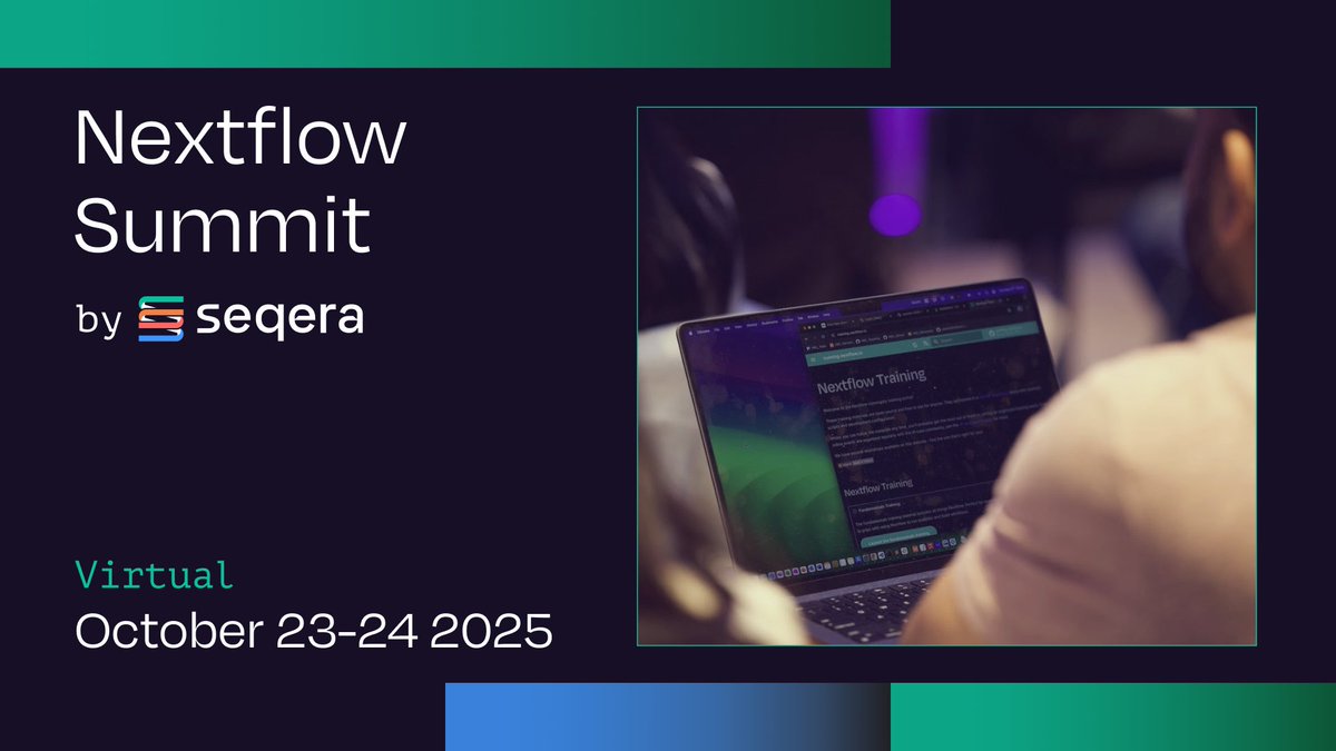 Seqera (@seqeralabs) on Twitter photo The <a href="/nextflowio/">Nextflow</a> Summit is back on Oct 23-24! And this year we're going virtual, making it easier for people everywhere to take part🌎💻
👀Registration opens in August. Stay tuned! The <a href="/nextflowio/">Nextflow</a> Summit is back on Oct 23-24! And this year we're going virtual, making it easier for people everywhere to take part🌎💻
👀Registration opens in August. Stay tuned!