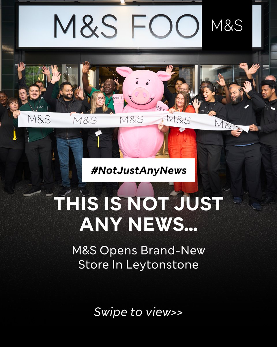 MandSnews's tweet image. 📢 Now open in Leytonstone: a brand-new 12,000 sq ft M&S Foodhall on High Road.
Discover fresh, seasonal produce, an in-store bakery, Flower Shop, Wine Shop & more — all led by Store Manager Chelsea, celebrating 10 years with M&S.
We look forward to welcoming you.…