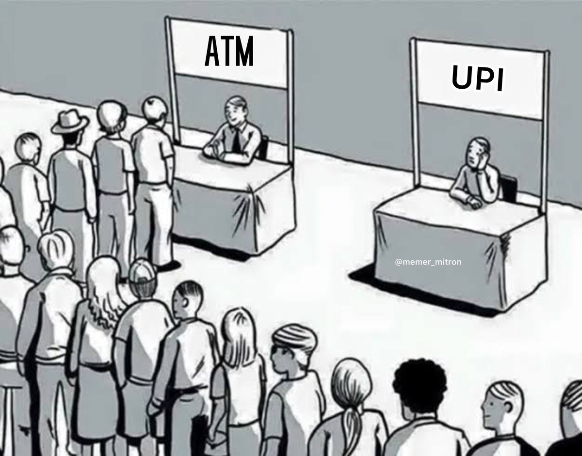 memer_mitron's tweet image. Karnataka People standing in the queue to withdraw cash as No UPI will work now