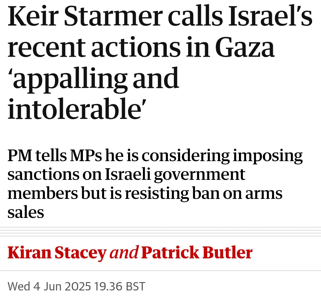#Israel 
The intolerable is being tolerated by Starmer.  Time for action against this genocide.
