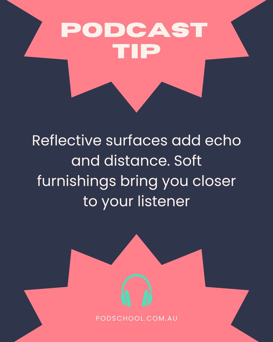 RachelCorbett's tweet image. Hard surfaces bounce sound around, making your podcast feel echoey and distant.
Soft furnishings absorb sound, helping you feel more “in the room” with your listener.
Big difference. Simple fix. bit.ly/44zOUcz