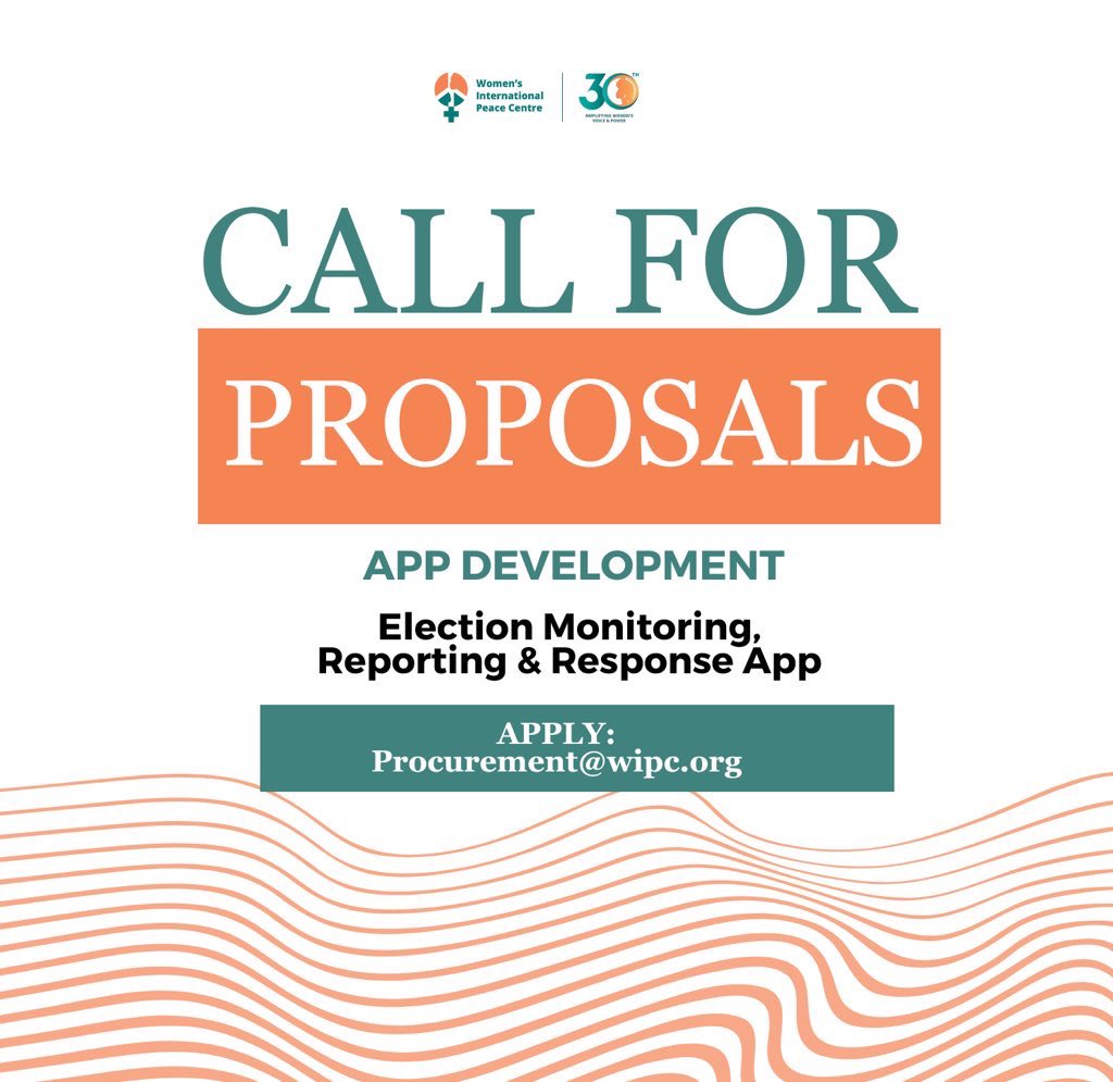 TheWIPCentre's tweet image. 📣Call for Proposals: Development of Mobile & Web Application for Election Incident Reporting, Monitoring & Response.
For Full Terms Of Reference & Application guidelines⤵️: wipc.org/call-for-propo…
Deadline: 1st August, 2025.
#30YearsAndBOLD