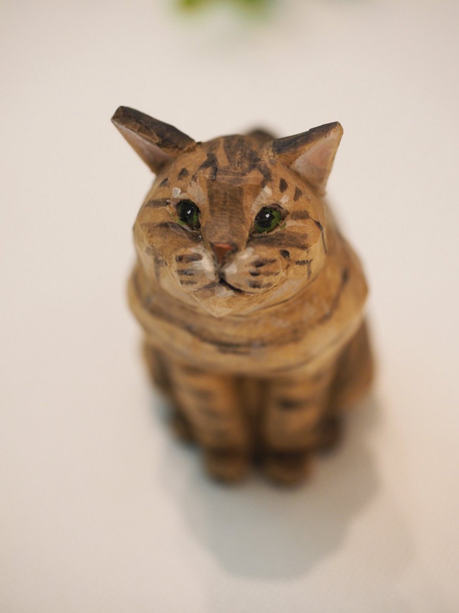 バンナイリョウジ　木彫り猫 バンナイリョウジ 木彫り猫