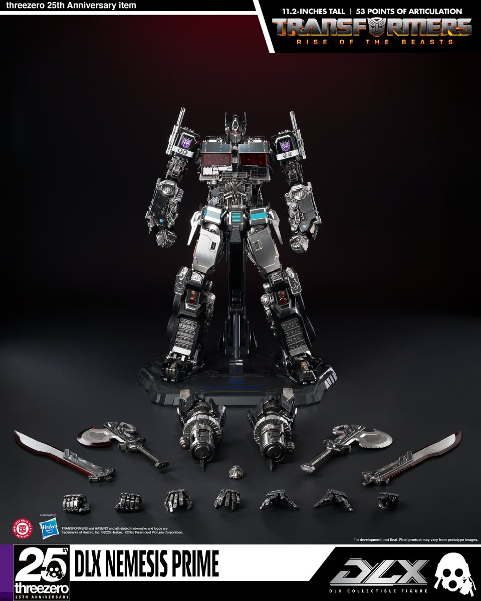 threezeroHK's tweet image. 【Announcing the DLX Nemesis Prime!】
threezero presents the evil Decepticon DLX Nemesis Prime, a dark mirror of Optimus Prime from "Transformers: Rise of the Beasts."
DLX Nemesis Prime will be available for pre-order at ACGHK 2025 starting from July 25, 2025! Limited to 100…