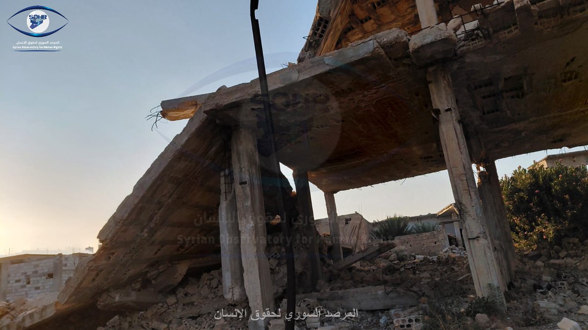 syriahr's tweet image. عدسة #المرصد_السوري: الدمار في بلدة #كفرنبودة بريف #حماة الشمالي