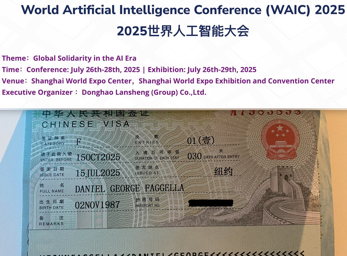 danfaggella's tweet image. headed in a big metal bird, soon. i'll be interviewing top chinese and american AGI governance thinkers and AGI lab employees, along with some other major players
who else is headed to Shanghai for WAIC?