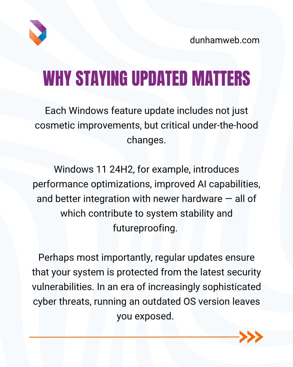 TheDunhamGroup's tweet image. Upgrading to Windows 11 24H2 may not be effortless for everyone, if you run into any issues, visit: dunhamconnect.com 
We offer Web &amp;amp; mobile app design/development, IT support, cloud solutions, cybersecurity and more.
#Hamiltontechsupport #techsupporthamilton #windowsupdate