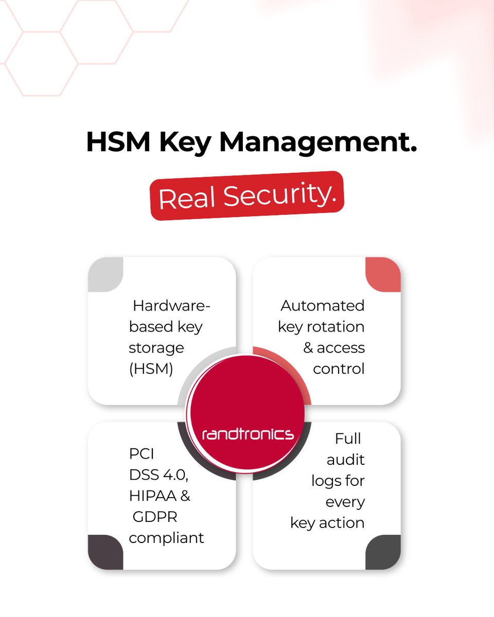 Your encryption is only as strong as your key management. Protect your data with HSM-backed security that meets PCI, HIPAA &amp; GDPR standards. Explore more: randtronics.com/solutions/key-…

#DataSecurity #KeyManagement #HSM #CyberSecurity #PCICompliance
#HIPAACompliance #GDPRCompliance