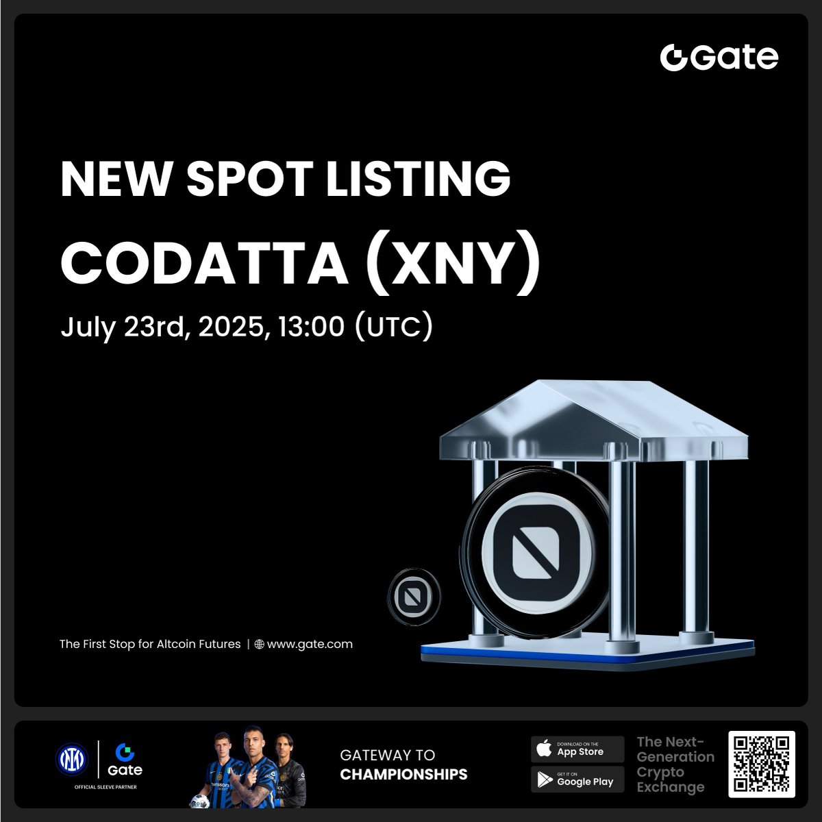 Gate_io's tweet image. Gate New Listing: $XNY @codatta_io
🔹Trading Pair: $XNY / $USDT
🔹Trading Starts: 13:00, July 23rd (UTC)
Trade: gate.com/trade/XNY_USDT
Details: gate.com/article/46243