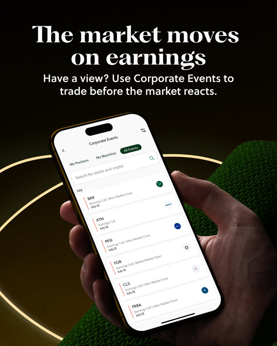 The Corporate Events calendar is live in your Sarwa Trade app … if you’ve got a view, use it to plan your entry (before the news) or your move (right after) 👀