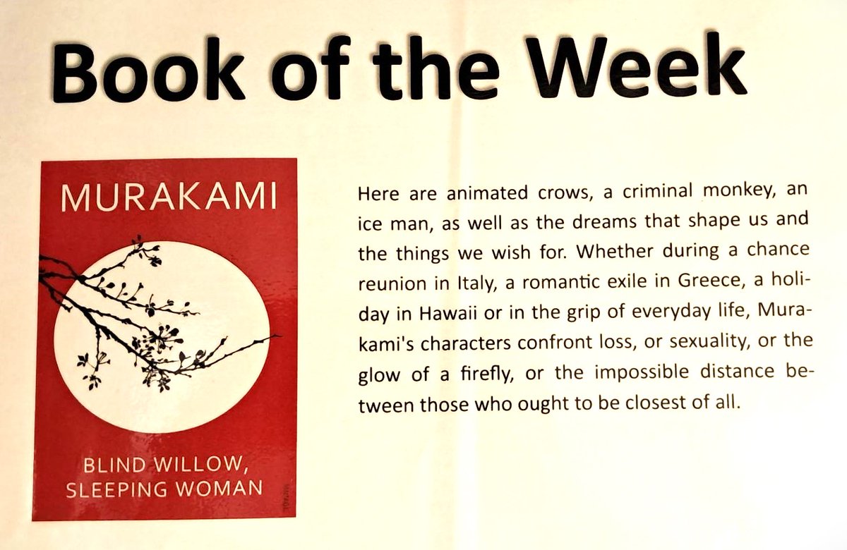 Book of the Week - Blind Willow, Sleeping Woman by Murakami.